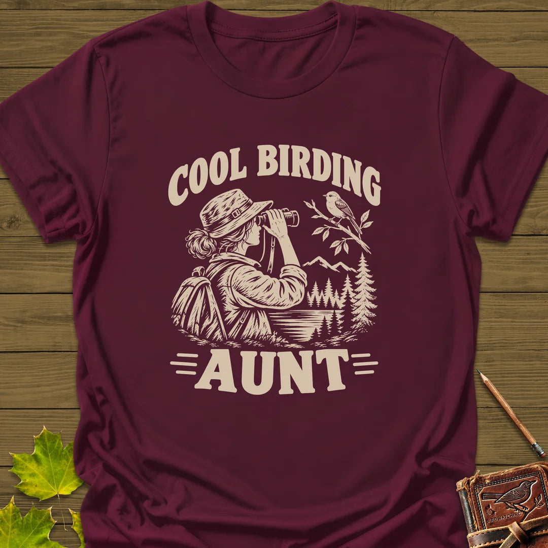 Cool Birding Aunt T-Shirt in Maroon