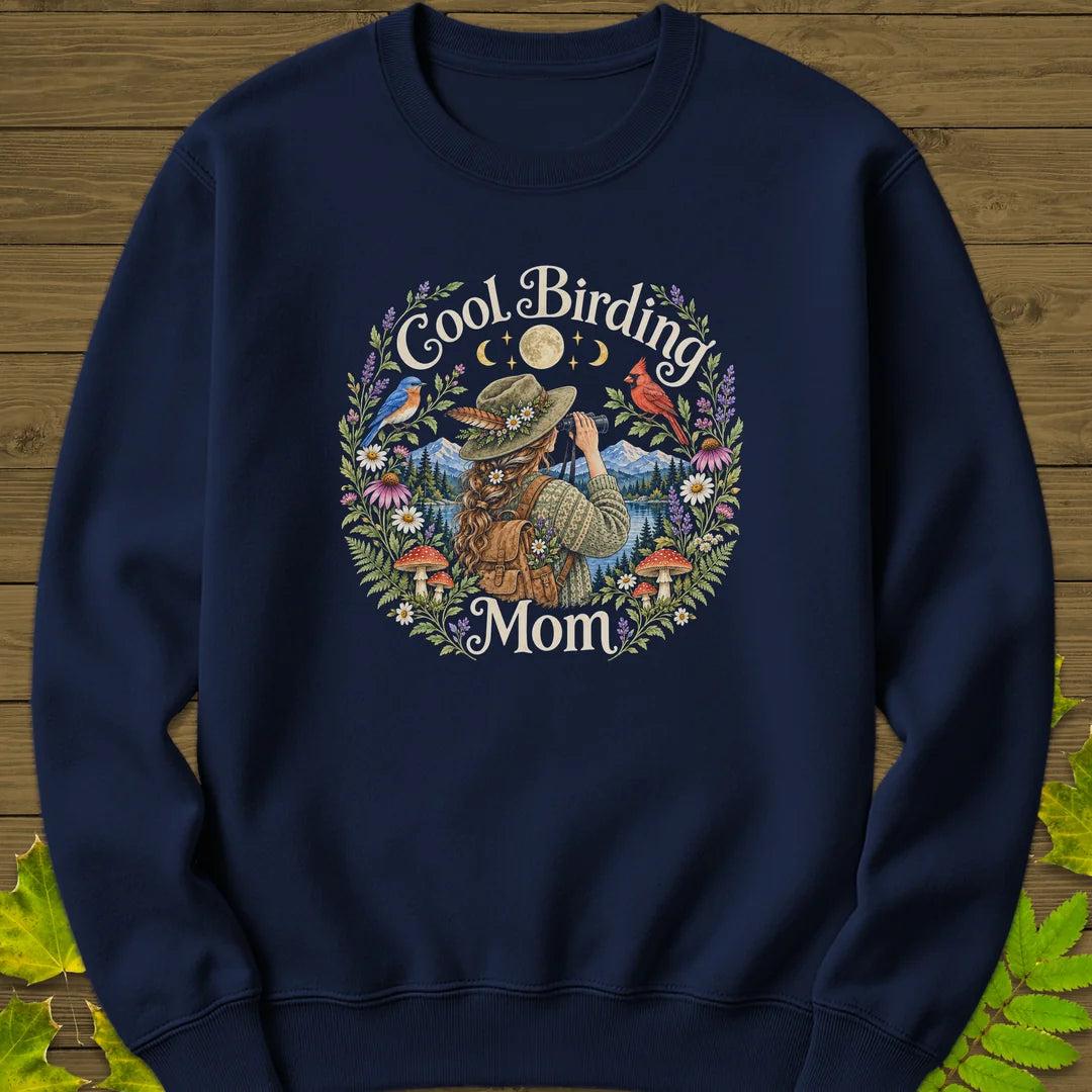 Wildflower Birding Mom Sweatshirt in Navy