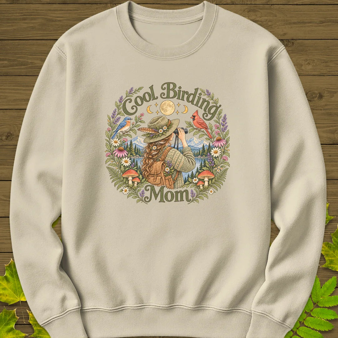 Wildflower Birding Mom Sweatshirt in Sand