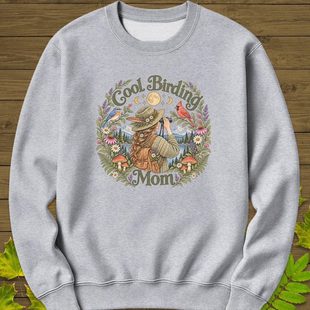 Wildflower Birding Mom Sweatshirt in Sport Grey