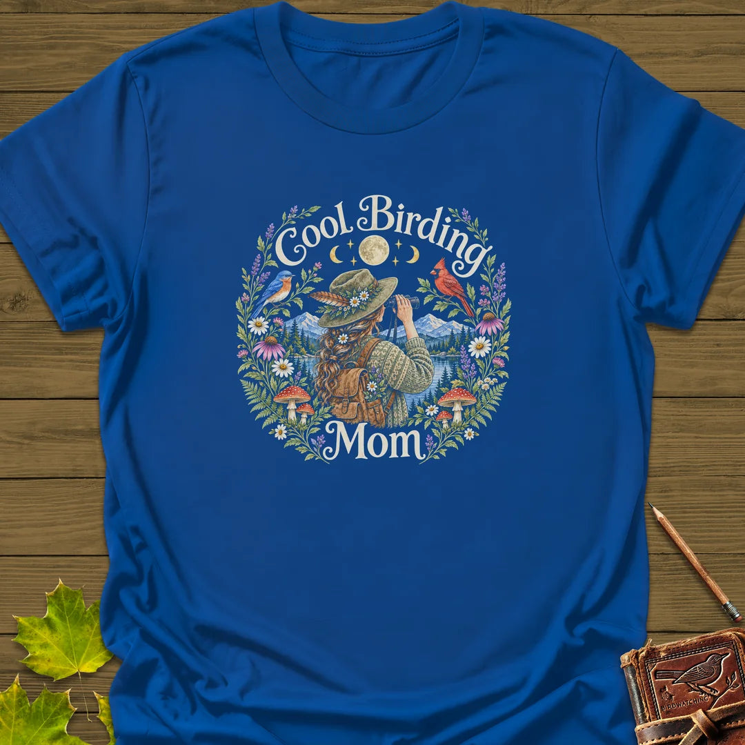Wildflower Birding Mom T-Shirt in Royal