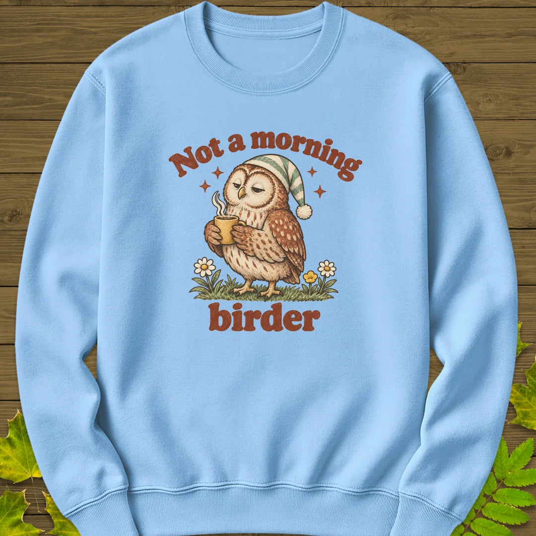 Not A Morning Birder Sweatshirt in Light Blue