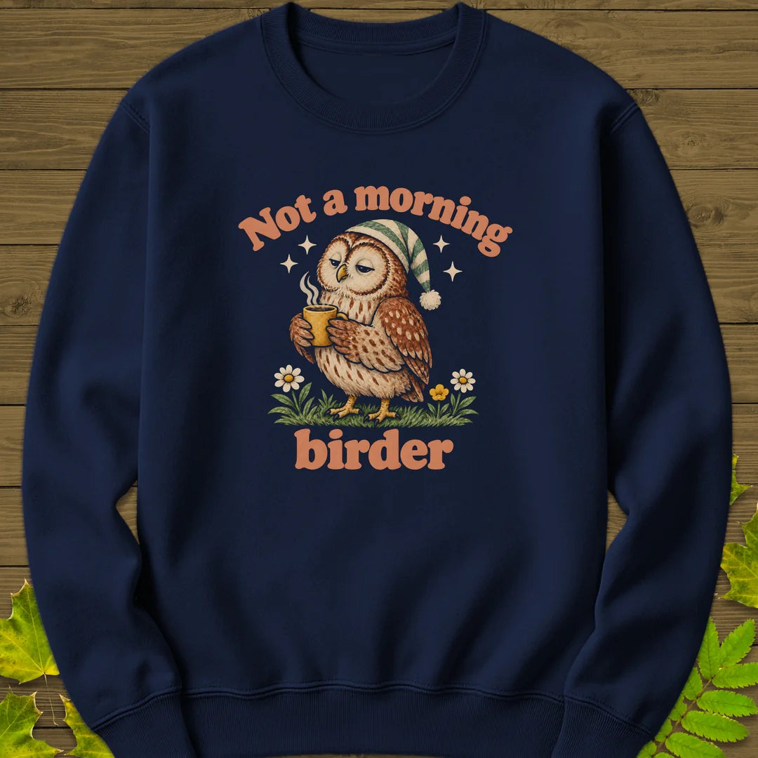 Not A Morning Birder Sweatshirt in Navy