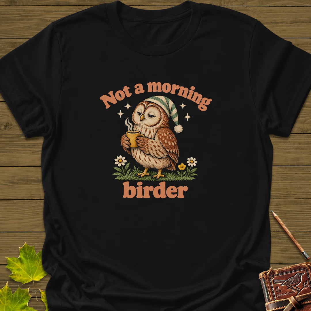 Not A Morning Birder T-Shirt in Black