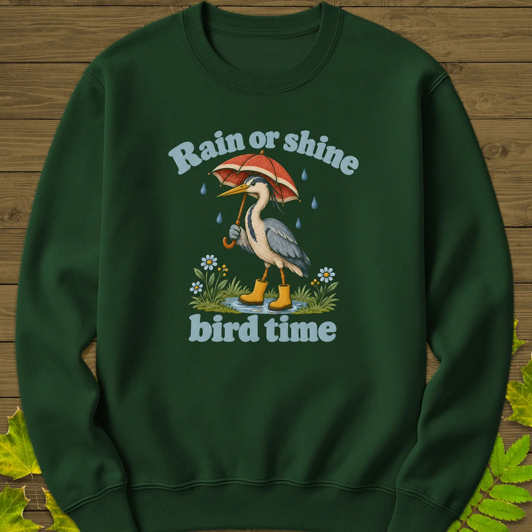 Rain Or Shine Birder Sweatshirt in Forest Green