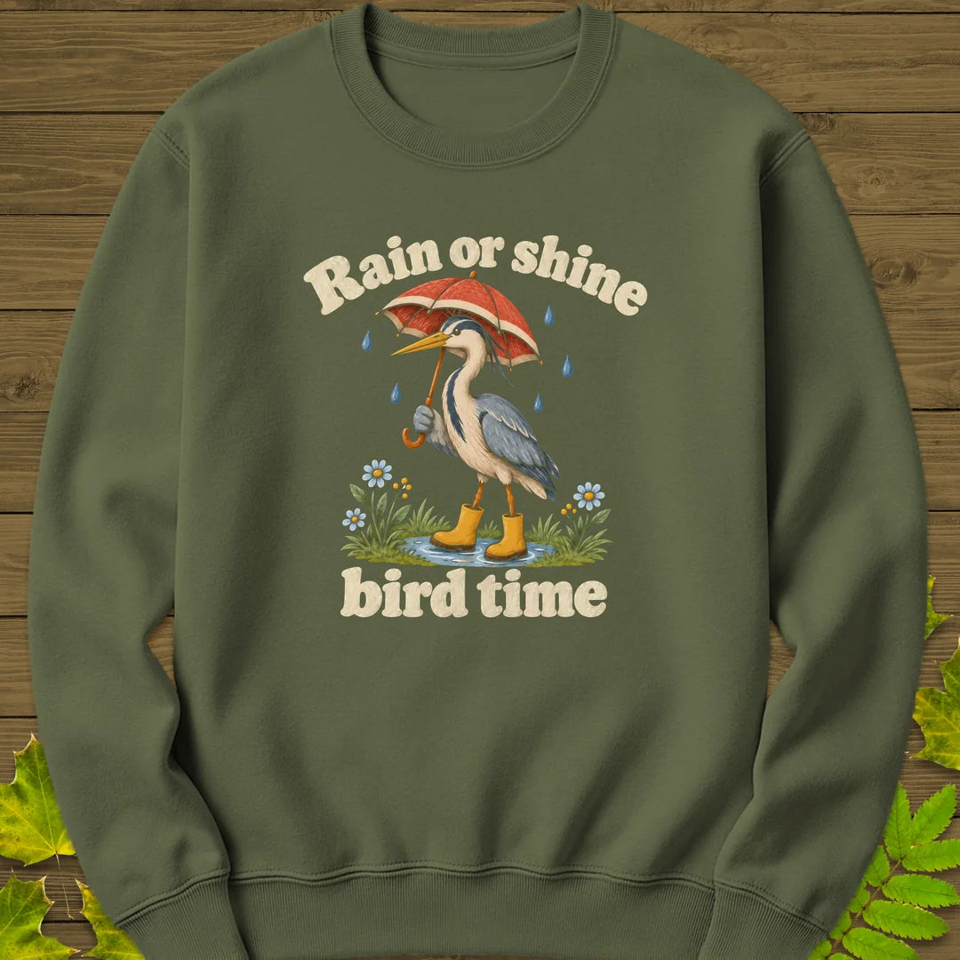 Rain Or Shine Birder Sweatshirt in Military Green
