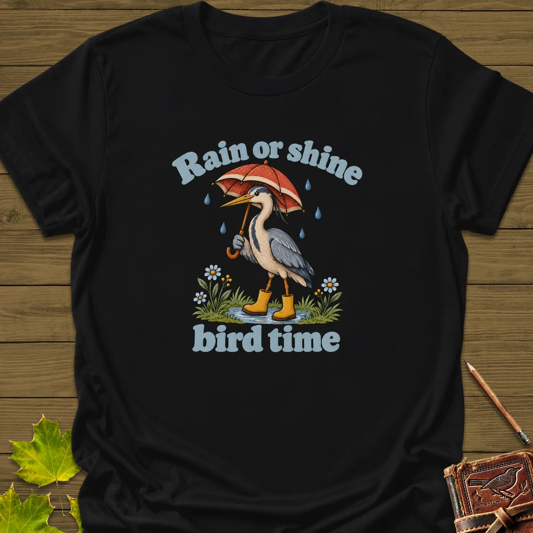 Rain Or Shine Birder T-Shirt in Black