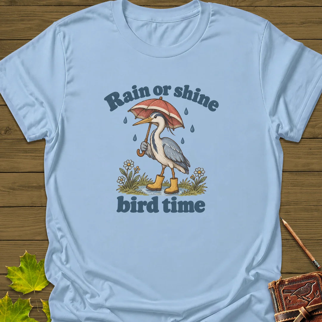 Rain Or Shine Birder T-Shirt in Light Blue