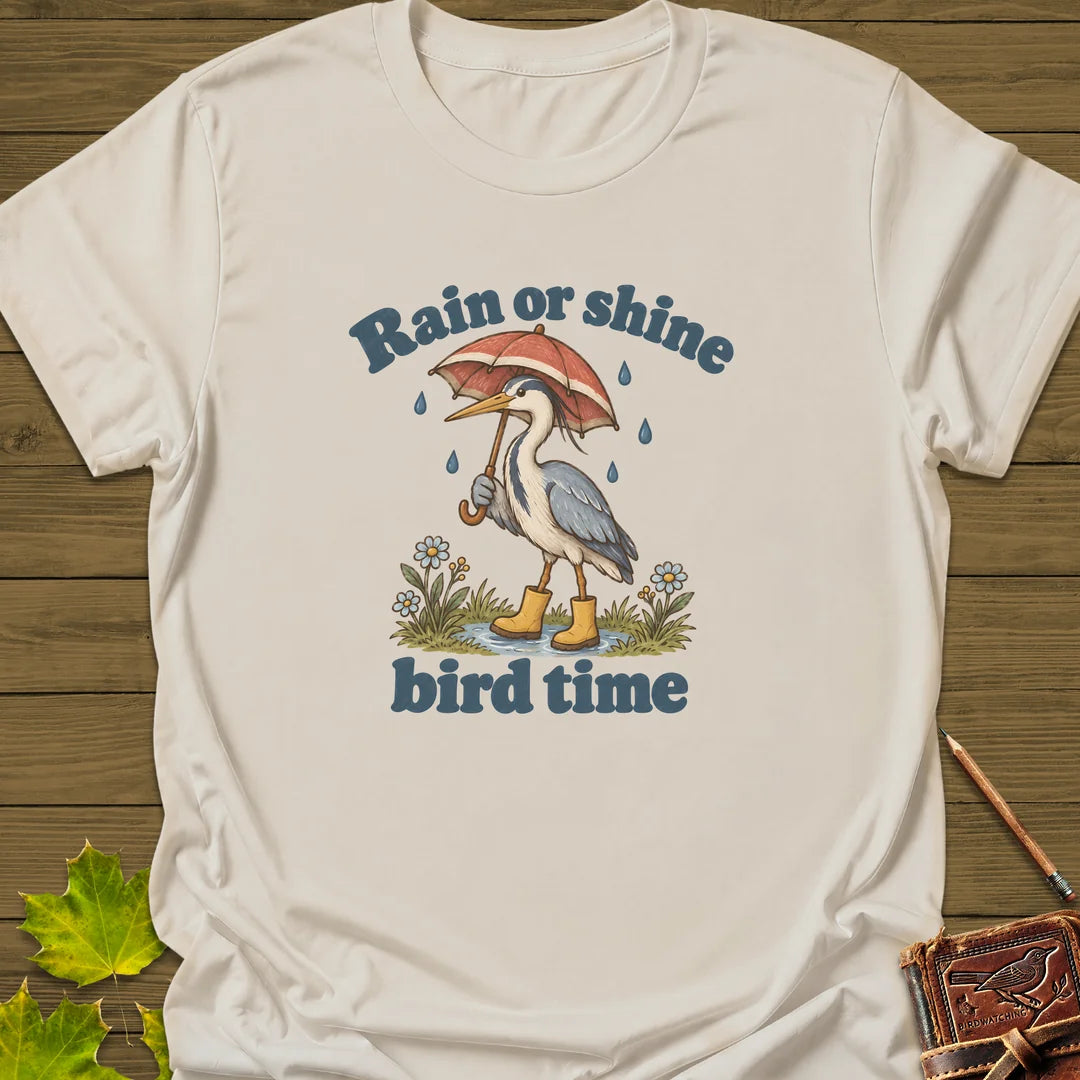Rain Or Shine Birder T-Shirt in Natural