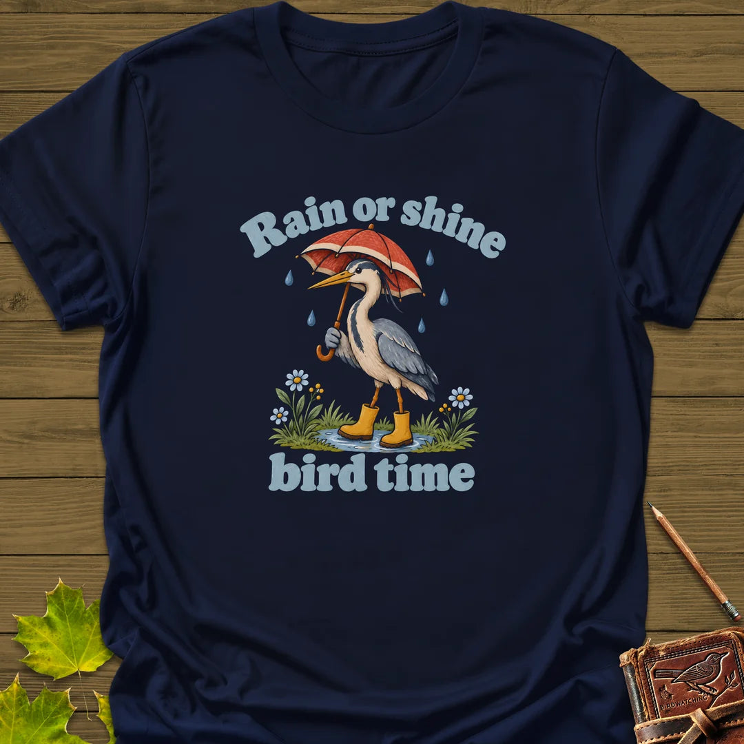 Rain Or Shine Birder T-Shirt in Navy