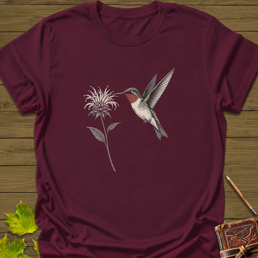 Bee Balm Hover T-Shirt in Maroon