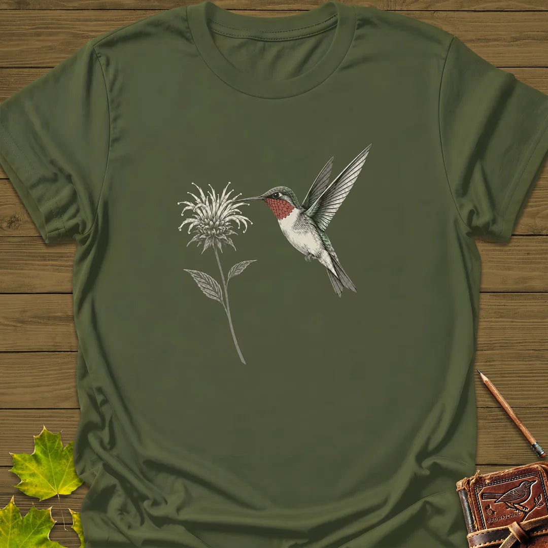 Bee Balm Hover T-Shirt in Military Green