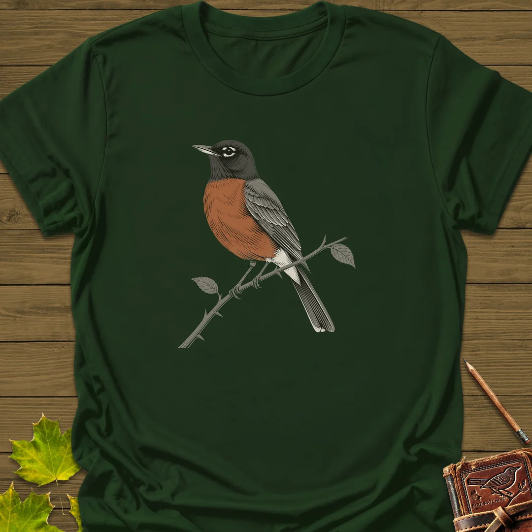 Hawthorn Robin T-Shirt in Forest Green