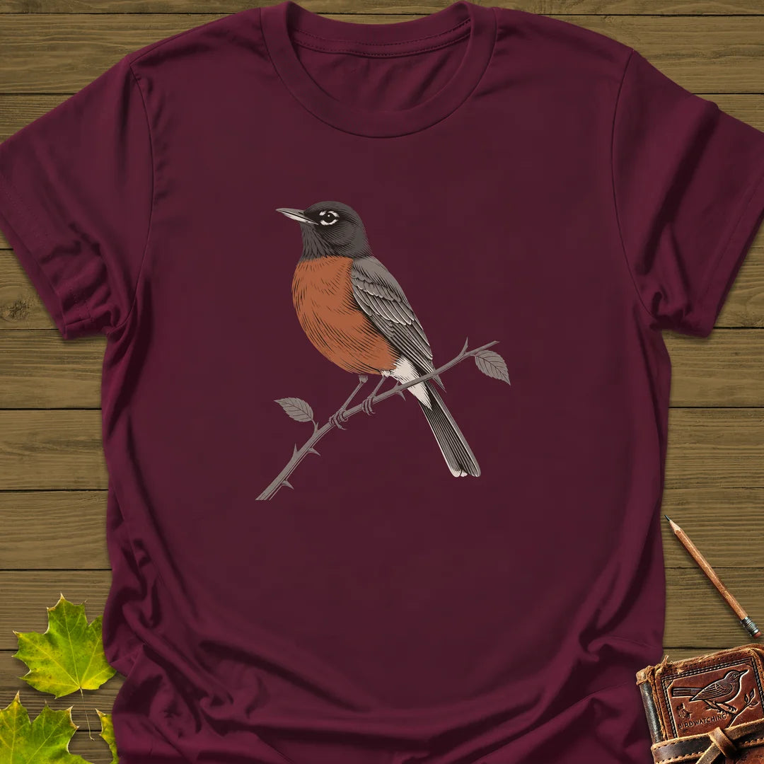 Hawthorn Robin T-Shirt in Maroon