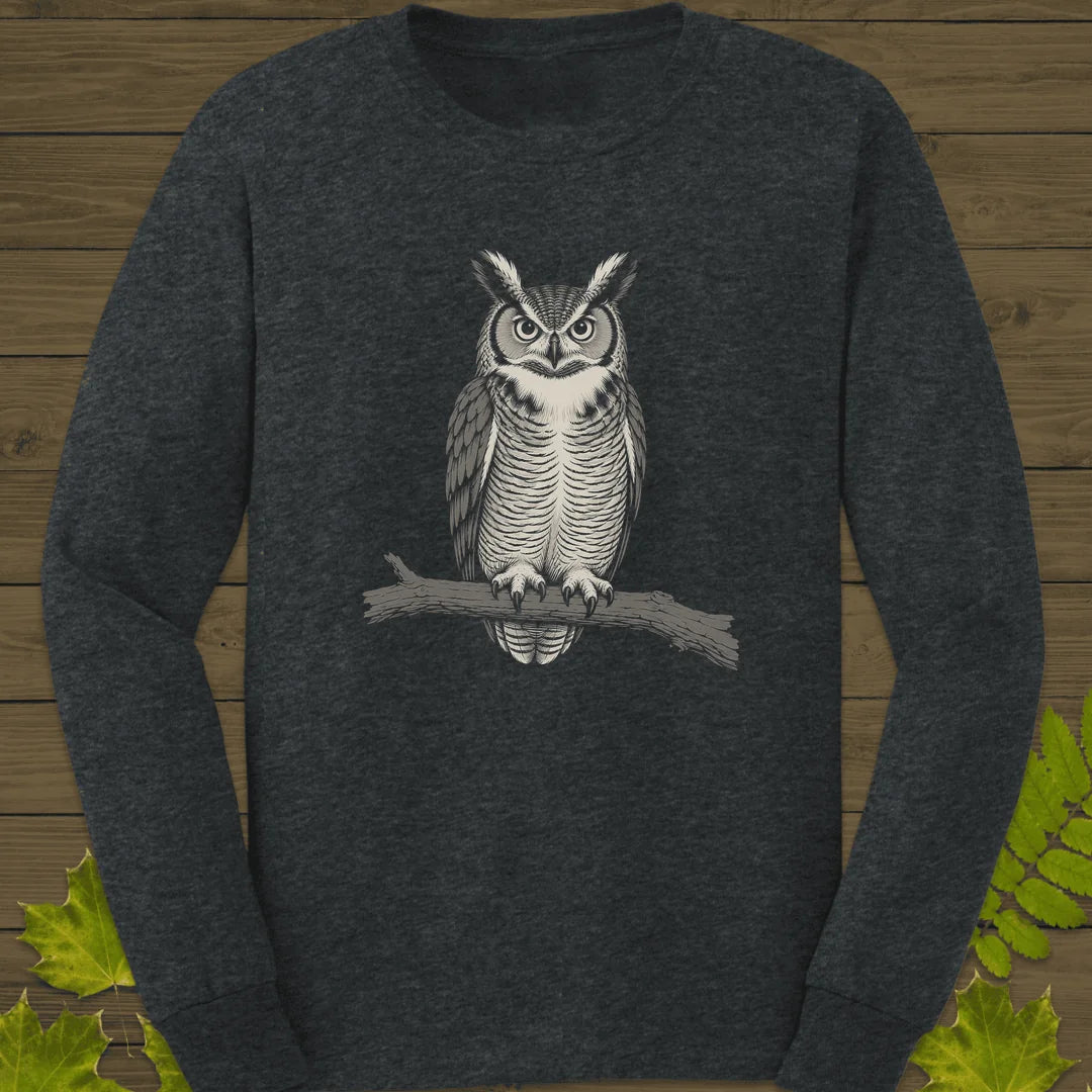 Bare Branch Owl Long Sleeve in Dark Heather