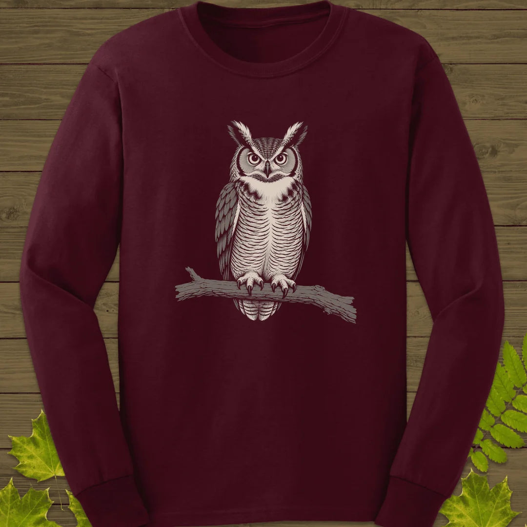 Bare Branch Owl Long Sleeve in Maroon