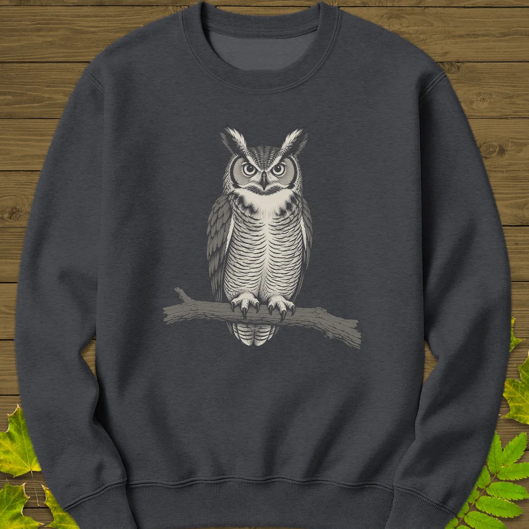 Bare Branch Owl Sweatshirt in Dark Heather
