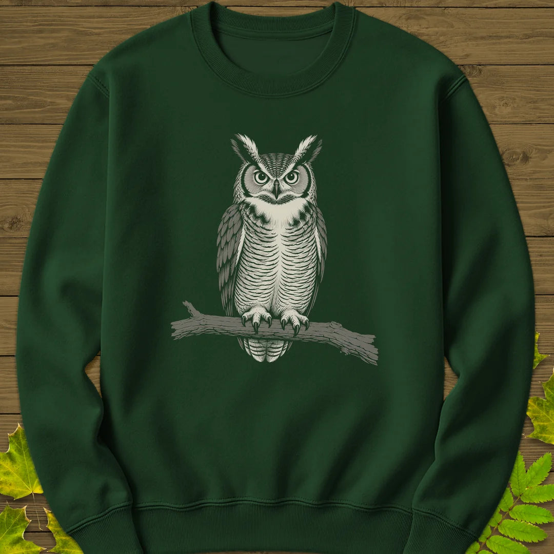 Bare Branch Owl Sweatshirt in Forest Green