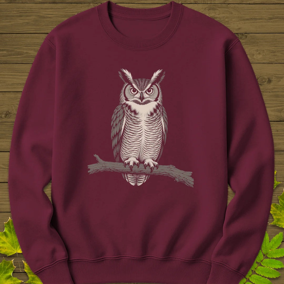 Bare Branch Owl Sweatshirt in Maroon