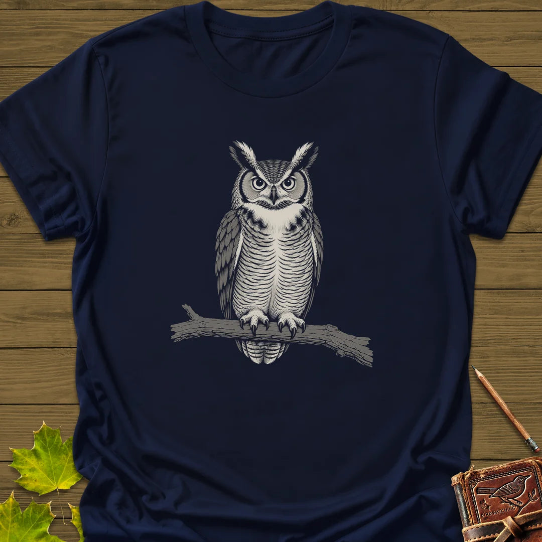 Bare Branch Owl T-Shirt in Navy