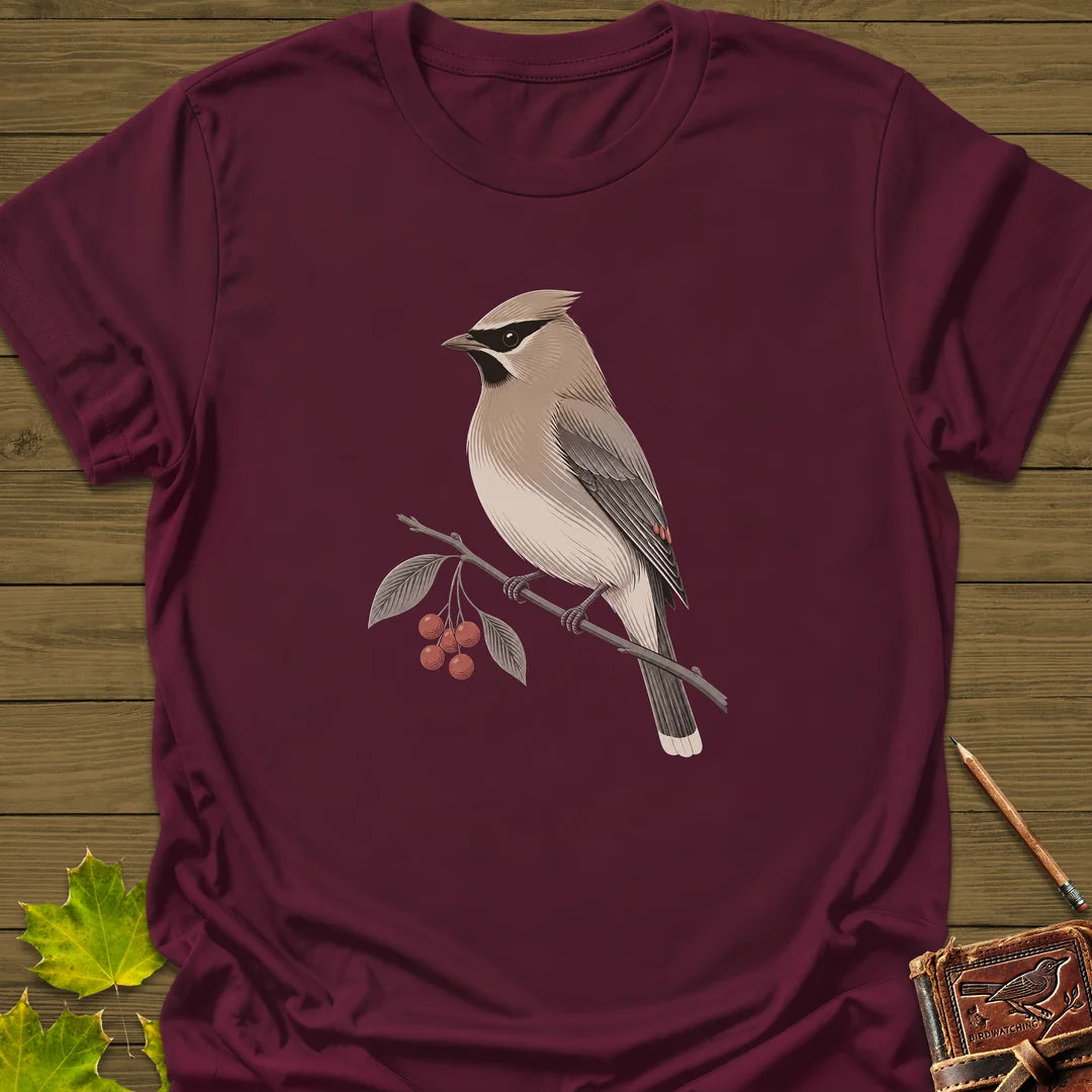 Waxwing Serviceberry T-Shirt in Maroon