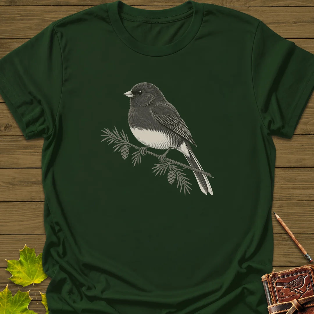 Winter Junco T-Shirt in Forest Green
