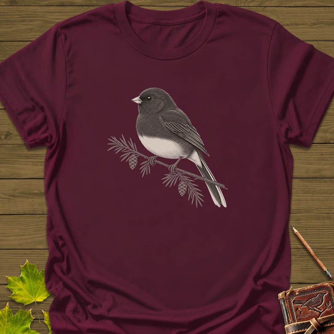 Winter Junco T-Shirt in Maroon