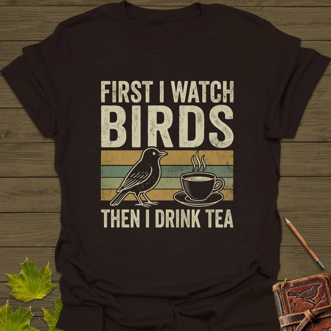 Birds Then Tea T-Shirt Dark Chocolate