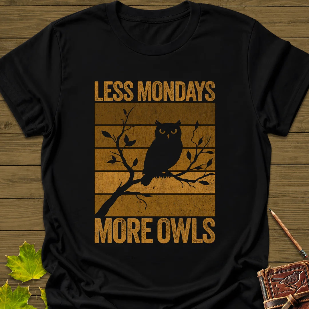 Less Mondays, More Owls T-Shirt in Black