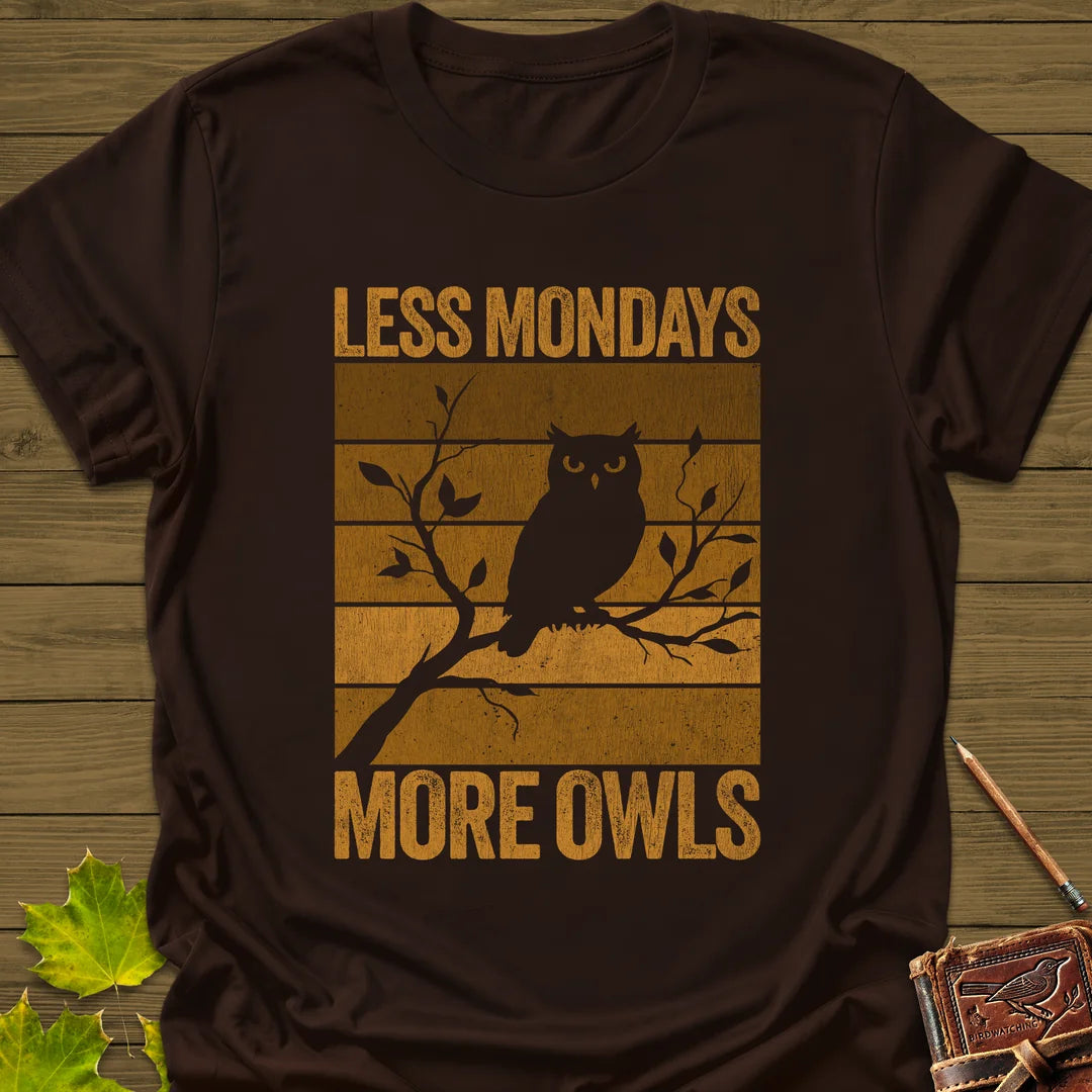 Less Mondays, More Owls T-Shirt in Dark Chocolate