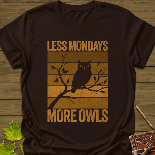 Less Mondays, More Owls T-Shirt in Dark Chocolate
