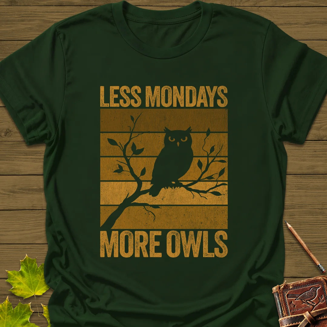 Less Mondays, More Owls T-Shirt in Forest Green