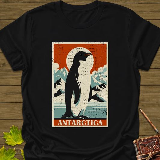 Penguin Travel Poster T-Shirt in Black