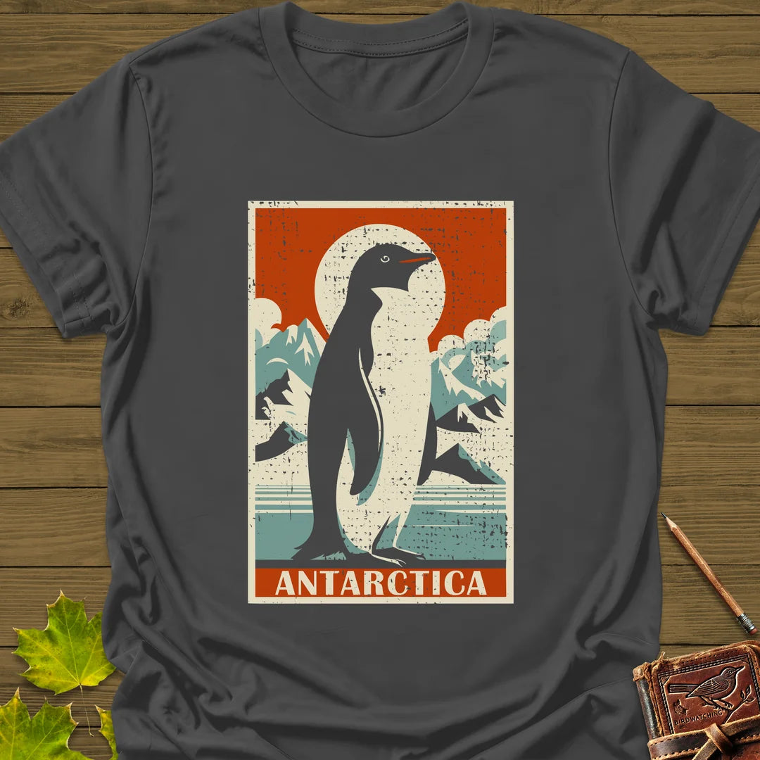 Penguin Travel Poster T-Shirt in Charcoal