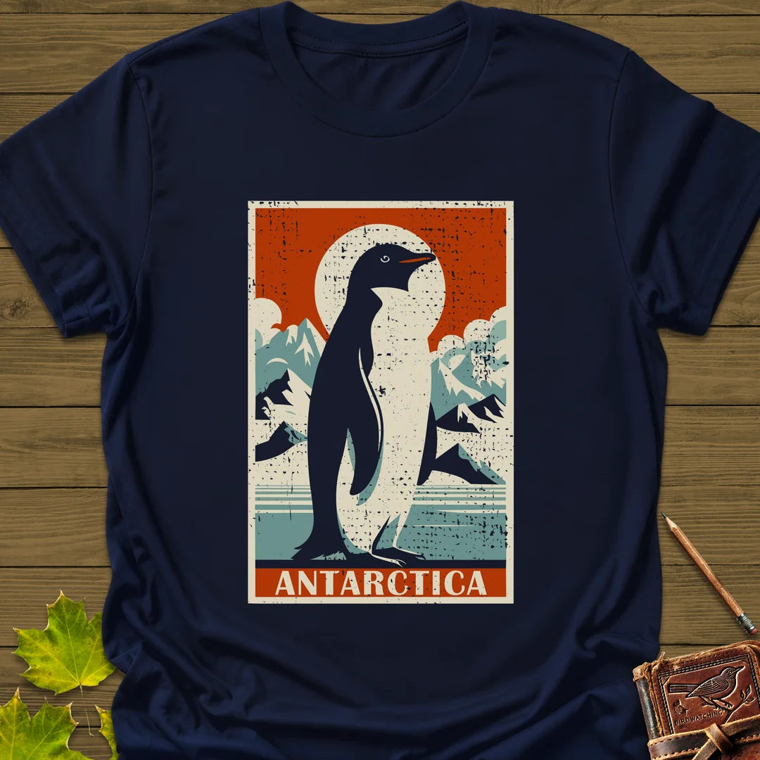 Penguin Travel Poster T-Shirt in Navy