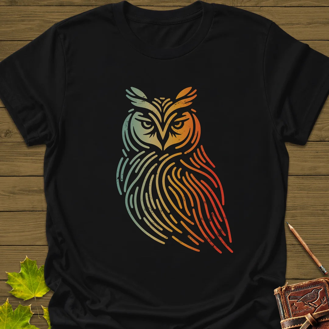 Modern Owl Silhouette T-Shirt in Black