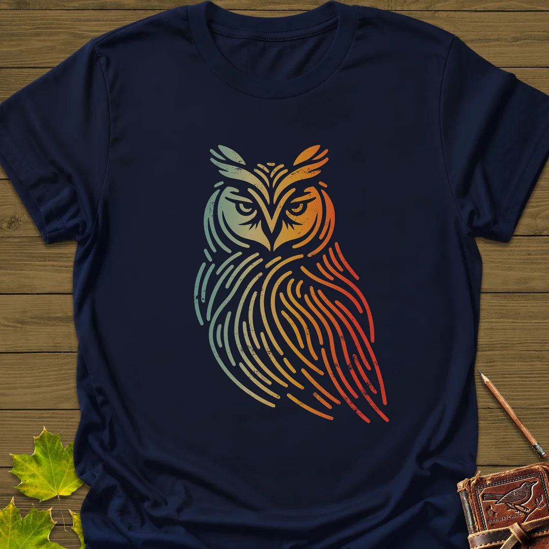 Modern Owl Silhouette T-Shirt in Navy