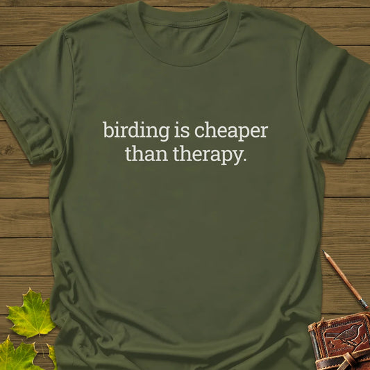 Birding Therapy T-Shirt in Military Green