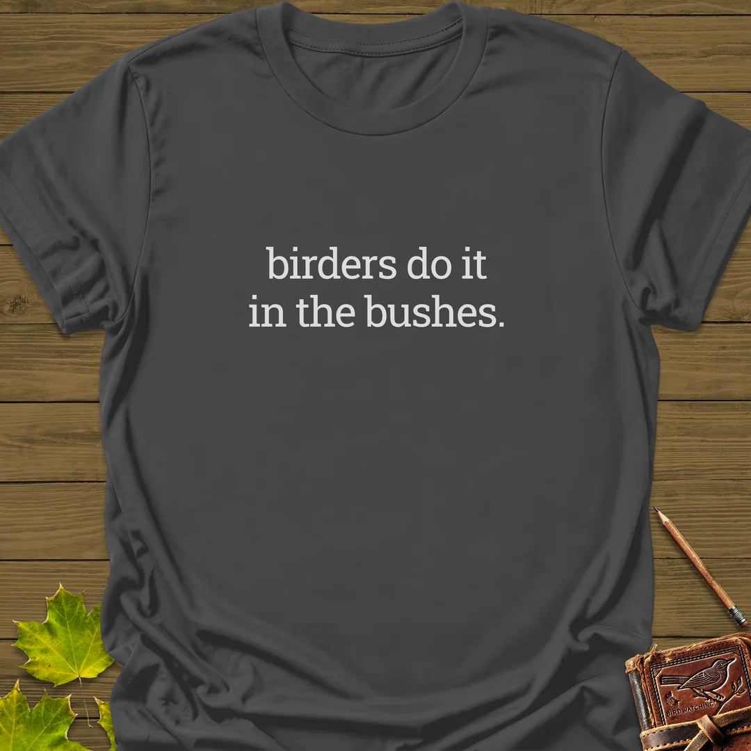 Birders In Bushes T-Shirt in Charcoal