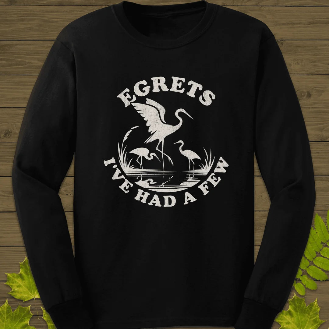 Egret Bird Pun Long Sleeve in Black