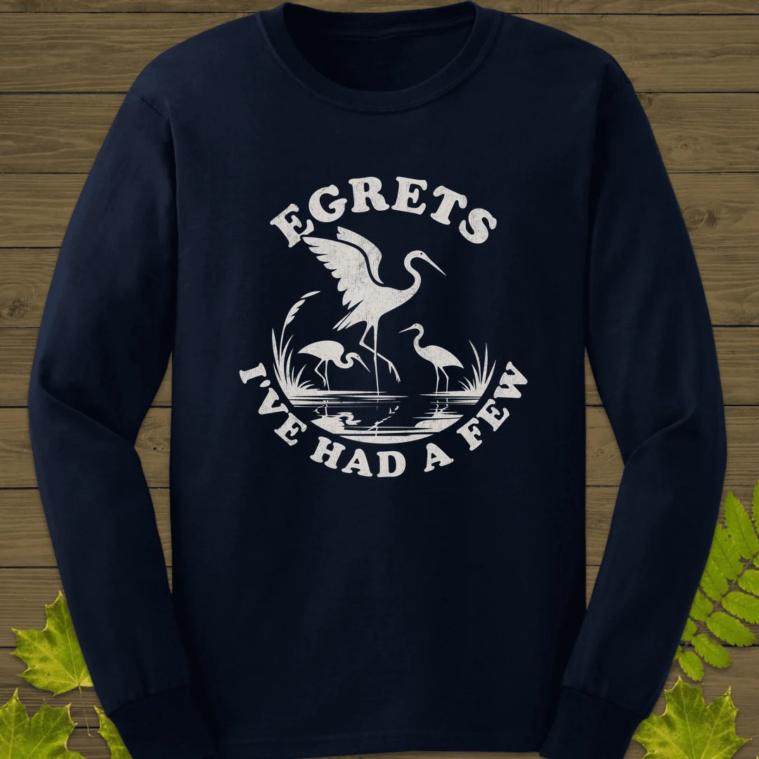 Egret Bird Pun Long Sleeve in Navy