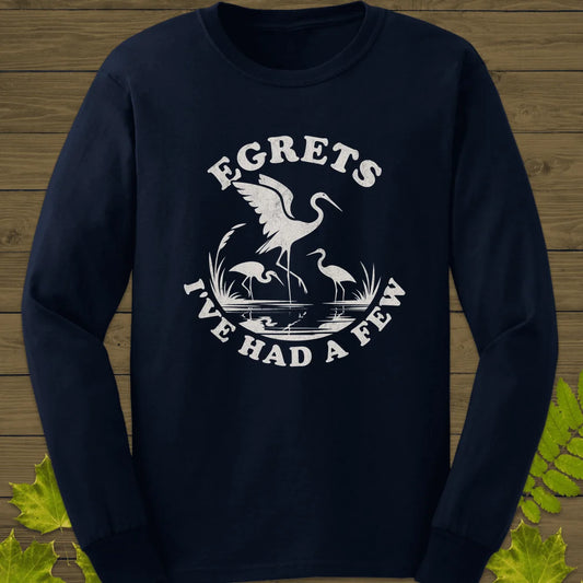 Egret Bird Pun Long Sleeve in Navy