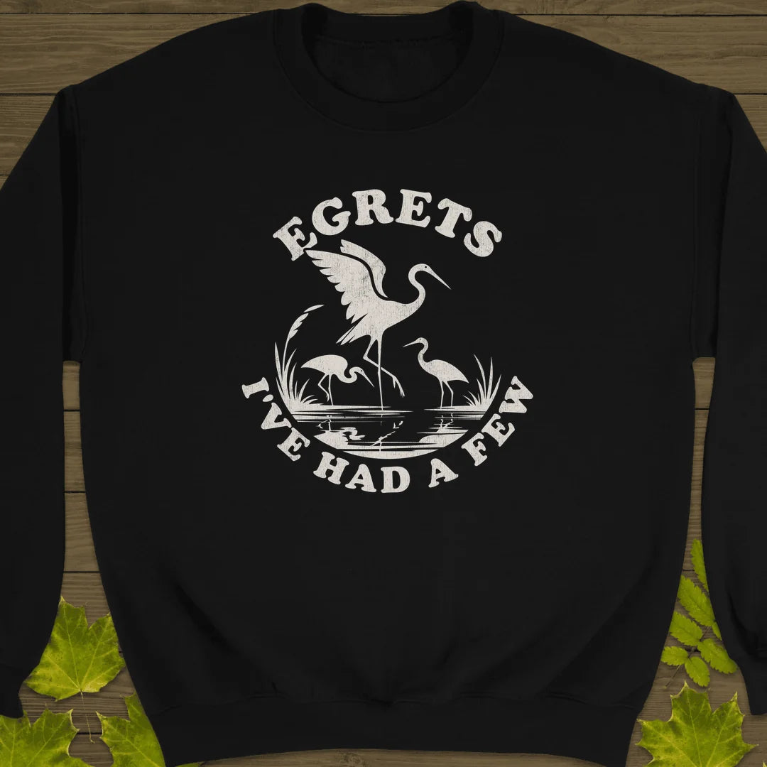 Egret Bird Pun Sweatshirt in Black
