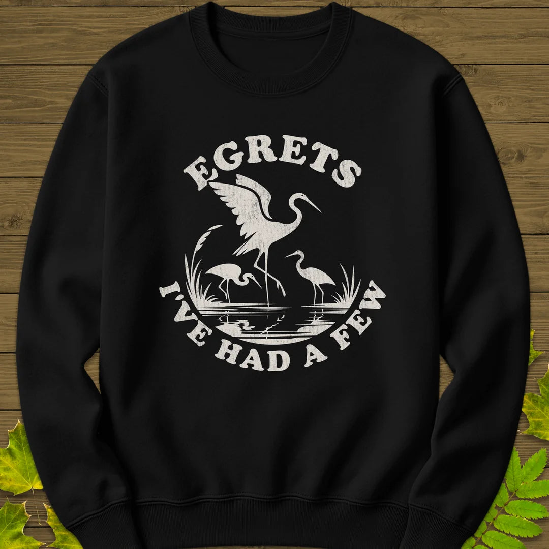 Egret Bird Pun Sweatshirt in Black