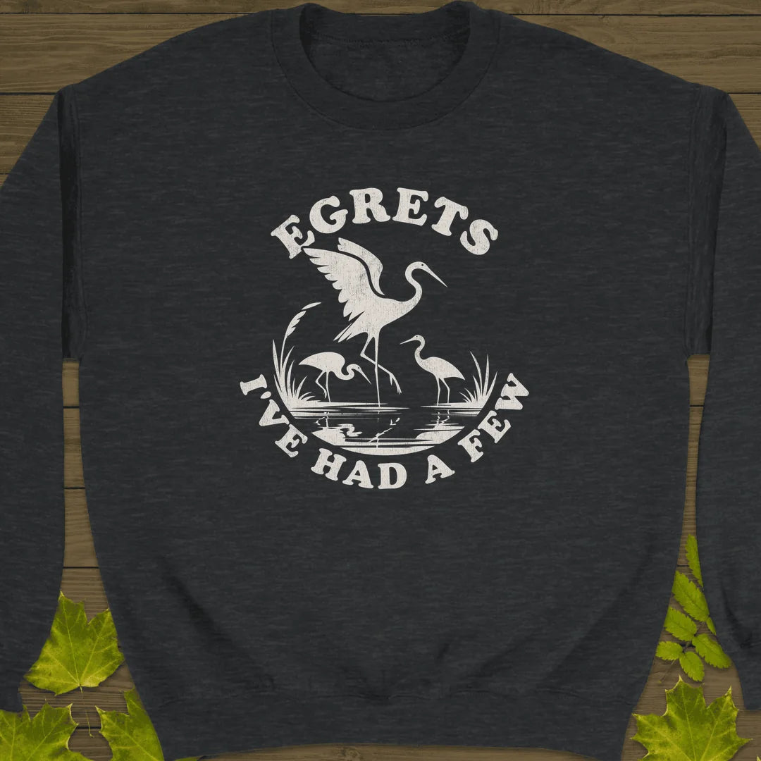 Egret Bird Pun Sweatshirt in Dark Heather