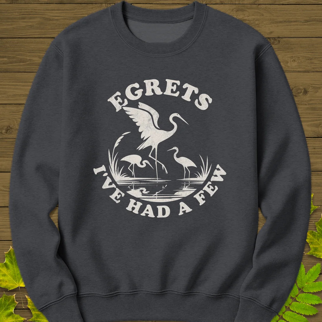 Egret Bird Pun Sweatshirt in Dark Heather