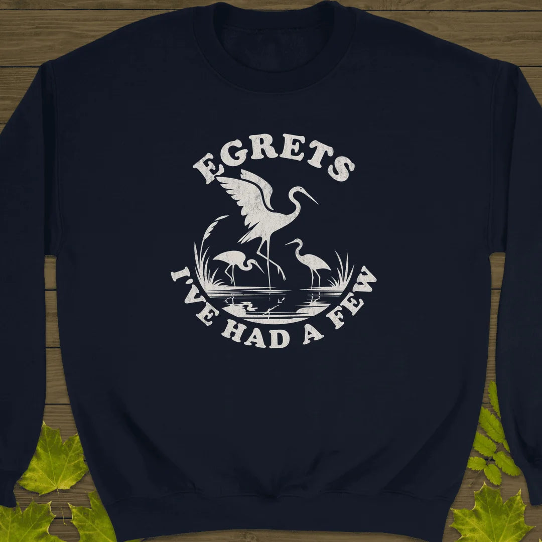 Egret Bird Pun Sweatshirt in Navy