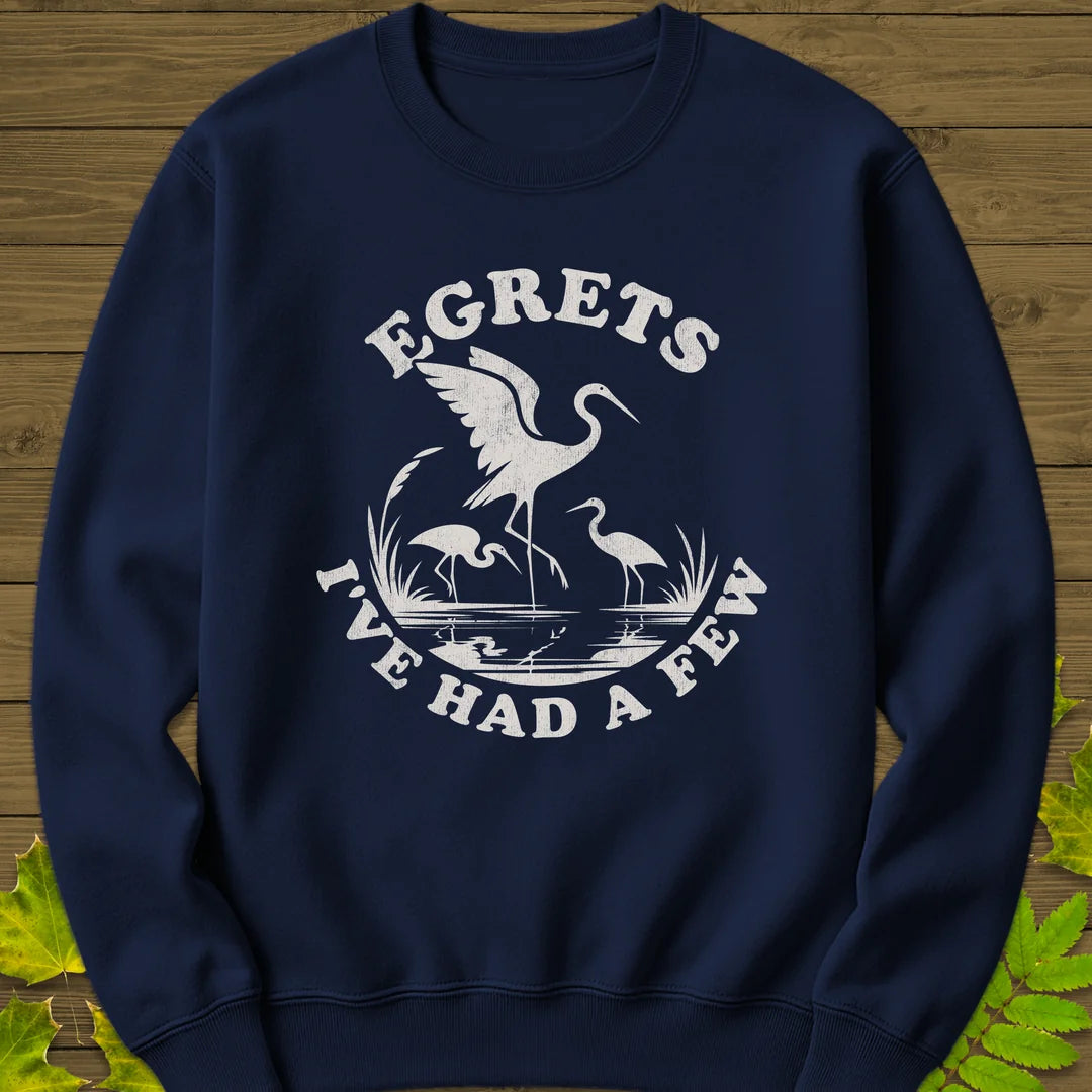 Egret Bird Pun Sweatshirt in Navy