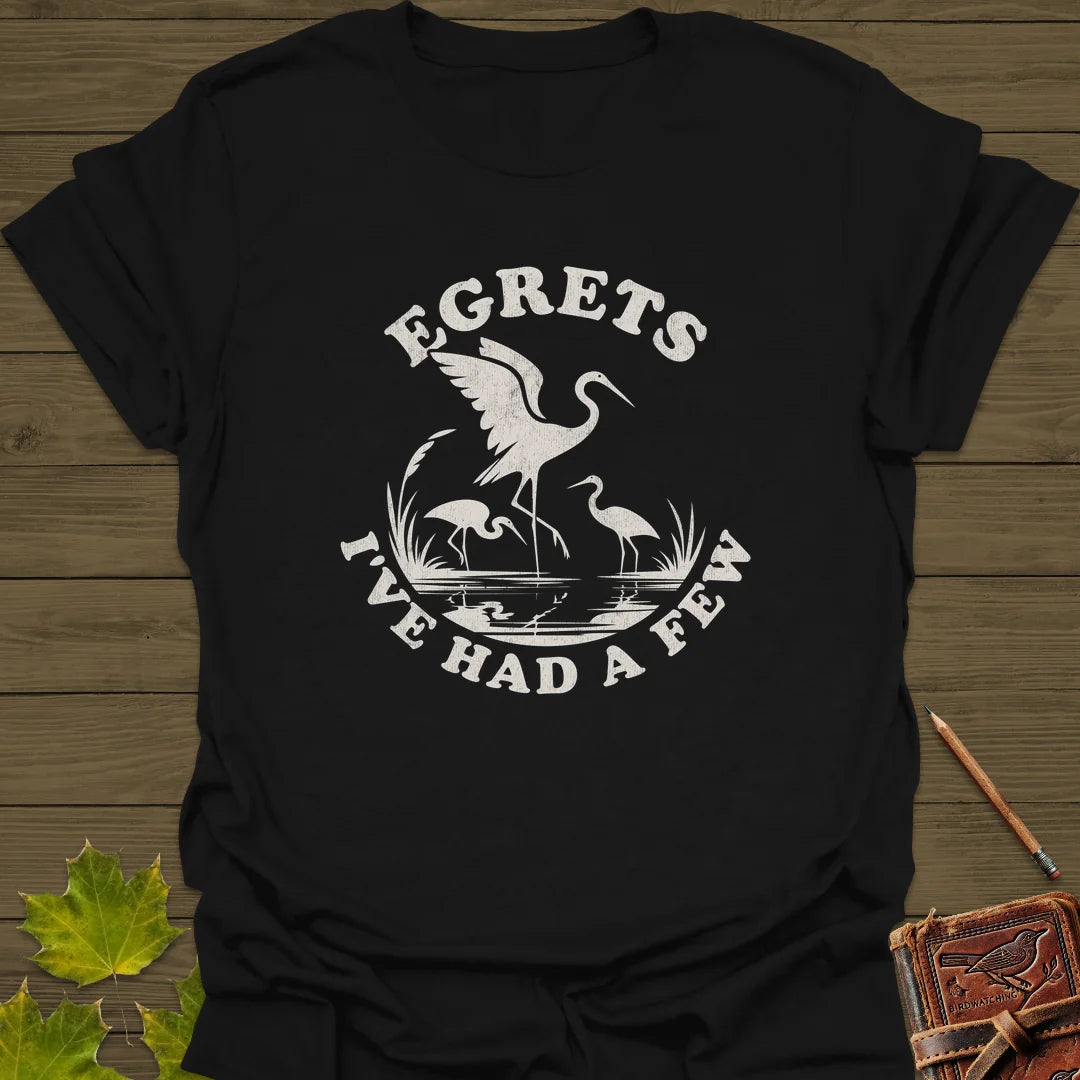 Egret Bird Pun T-Shirt in Black