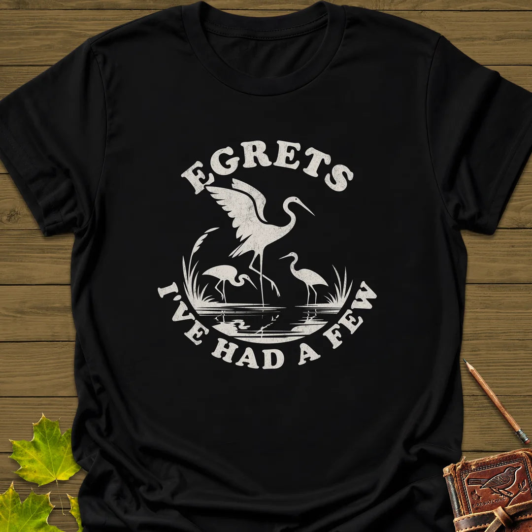 Egret Bird Pun T-Shirt in Black